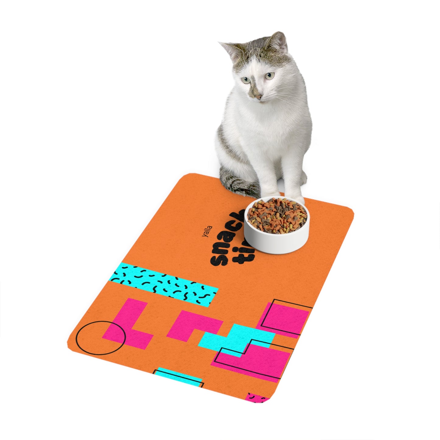 Yalla Snack Time Pet Food Mat - Fun & Stylish Dog & Cat Feeding Mat (12x18)