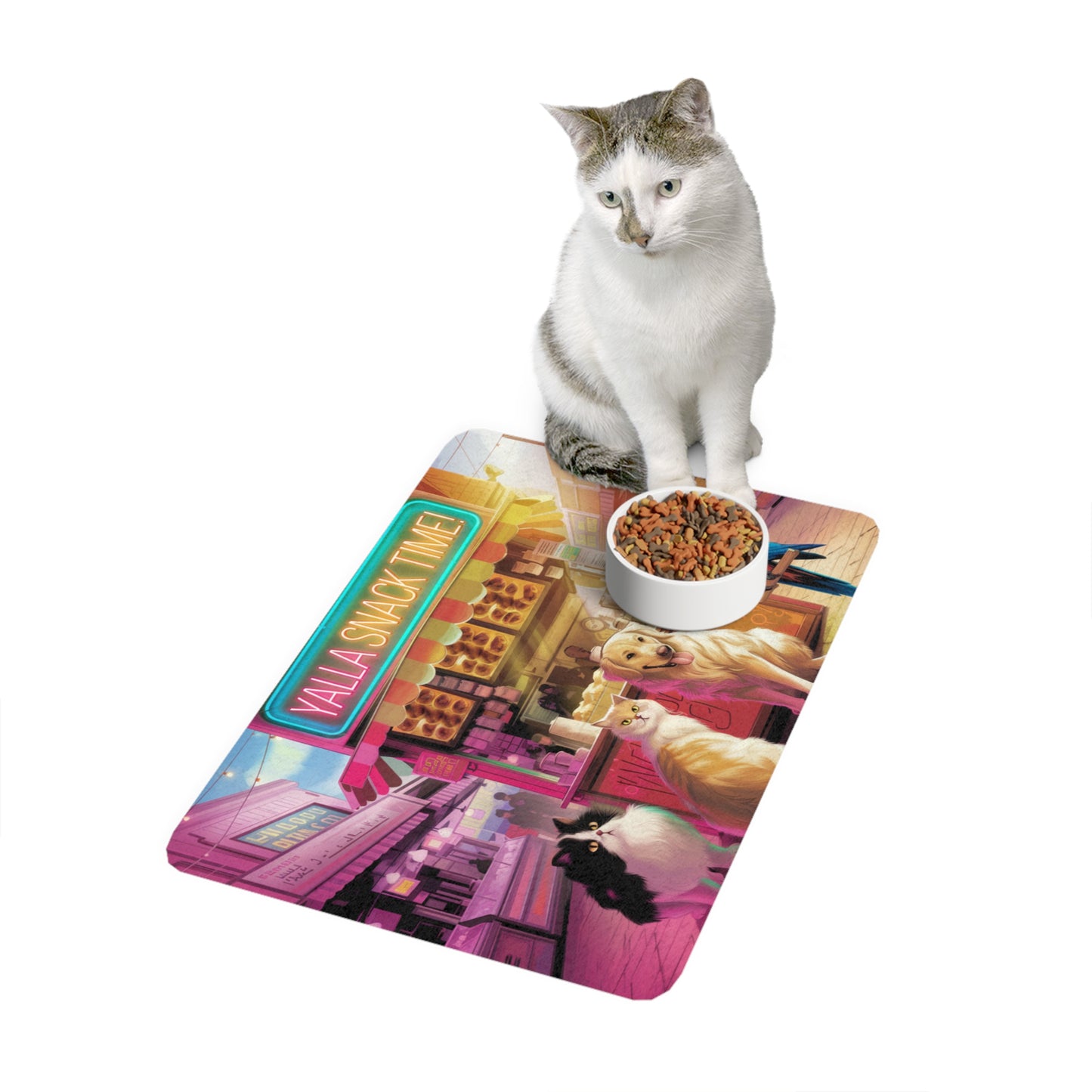 Yalla Snack Time Pet Food Mat - Fun & Stylish Dog & Cat Feeding Mat (12x18)