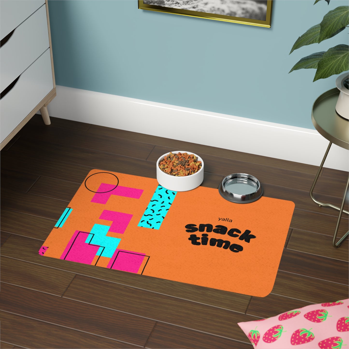 Yalla Snack Time Pet Food Mat - Fun & Stylish Dog & Cat Feeding Mat (12x18)