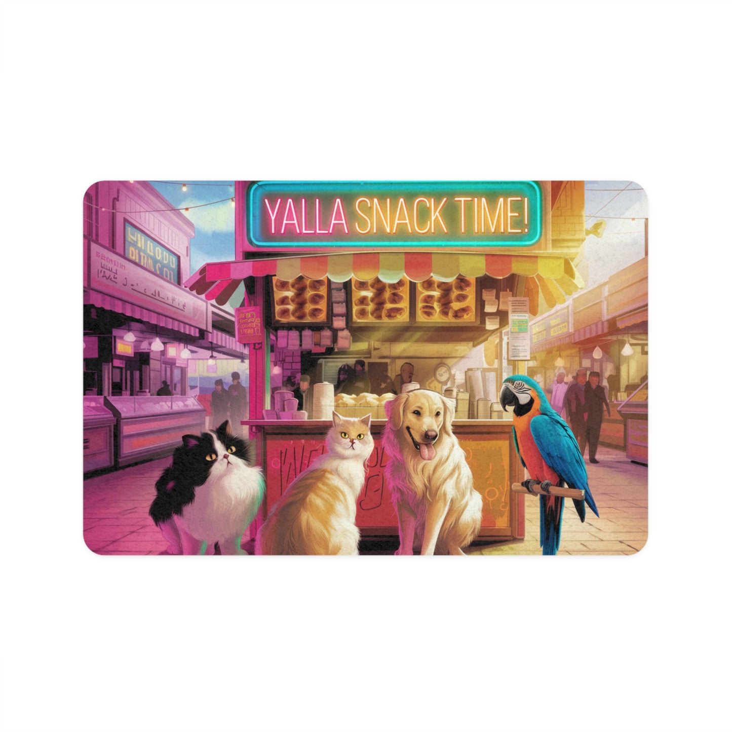Yalla Snack Time Pet Food Mat - Fun & Stylish Dog & Cat Feeding Mat (12x18)