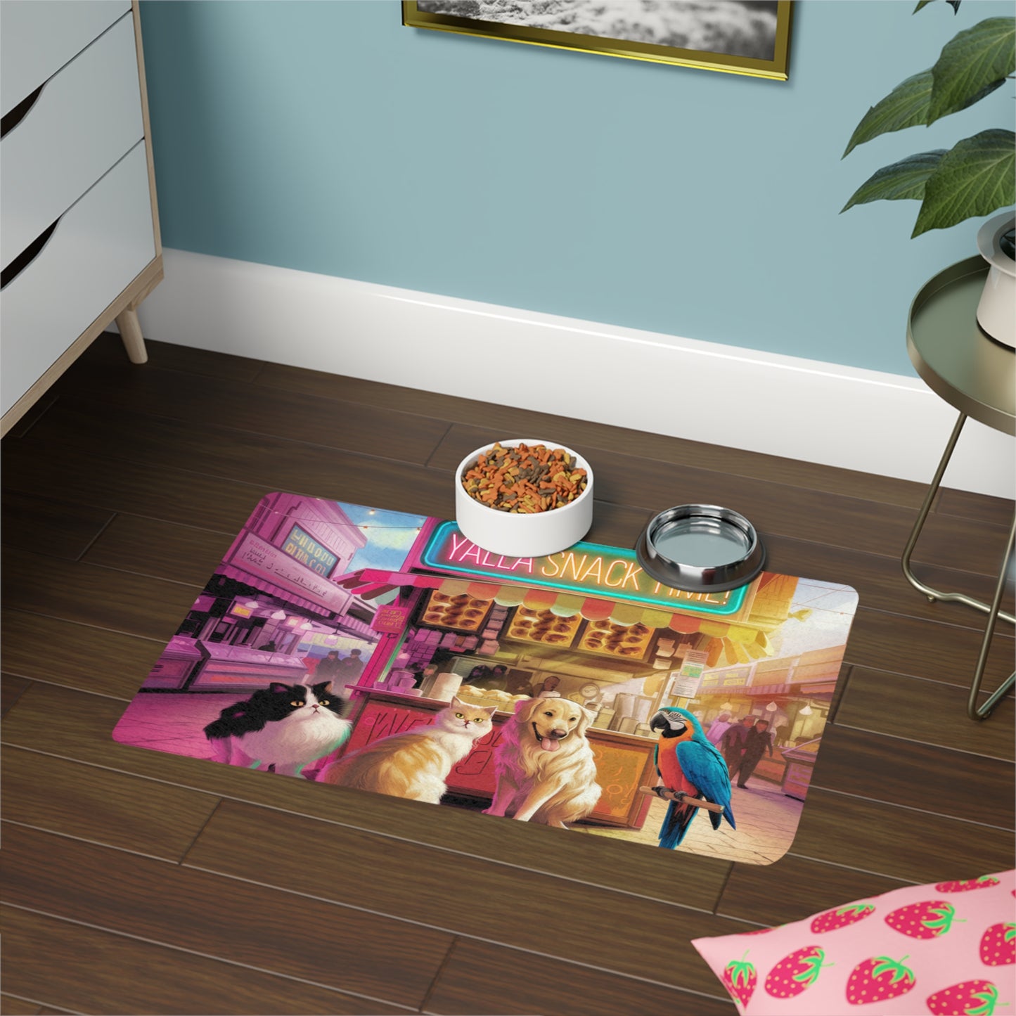 Yalla Snack Time Pet Food Mat - Fun & Stylish Dog & Cat Feeding Mat (12x18)