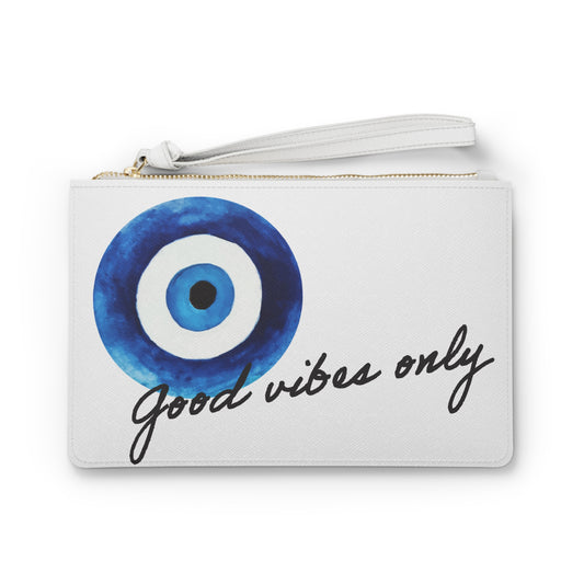 Good Vibes Only Clutch Bag - Stylish White Accessory for Positive Energy