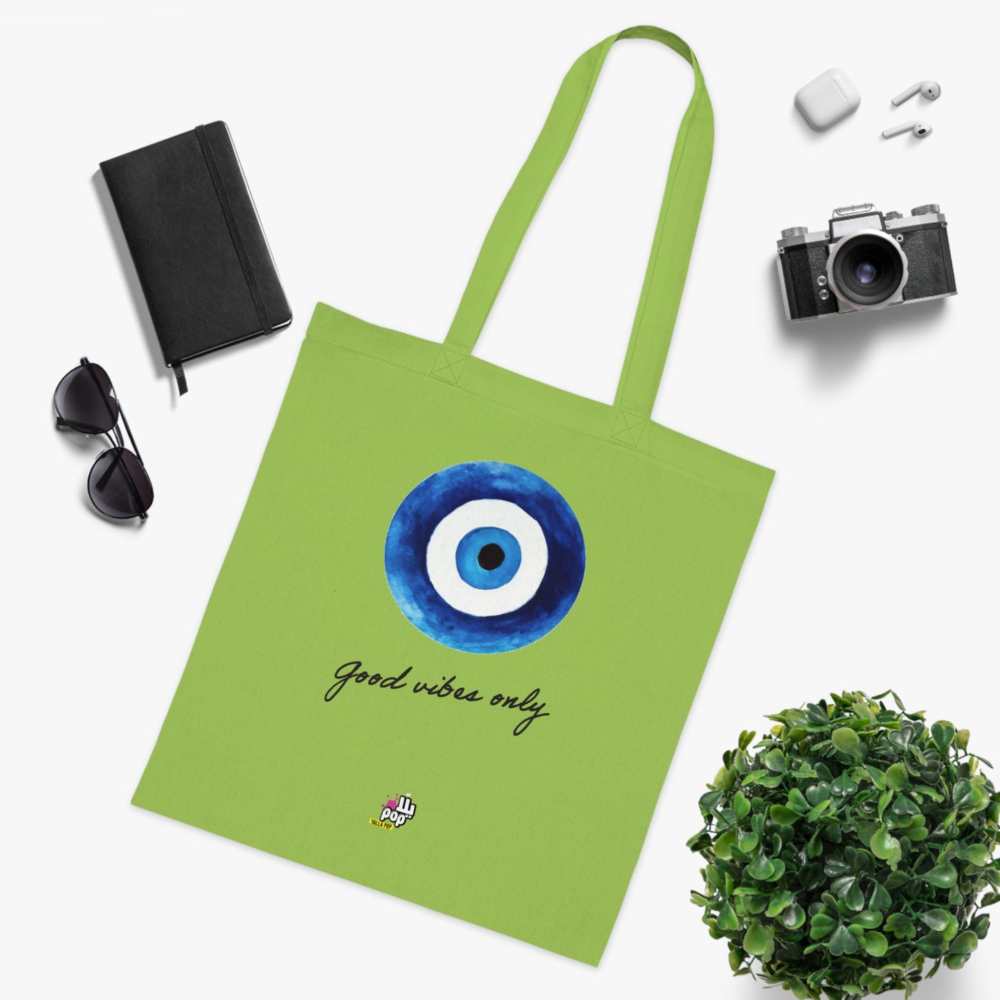 Good Vibes Only Cotton Tote Bag - Stylish Eco-Friendly Shopping Tote for Daily Use