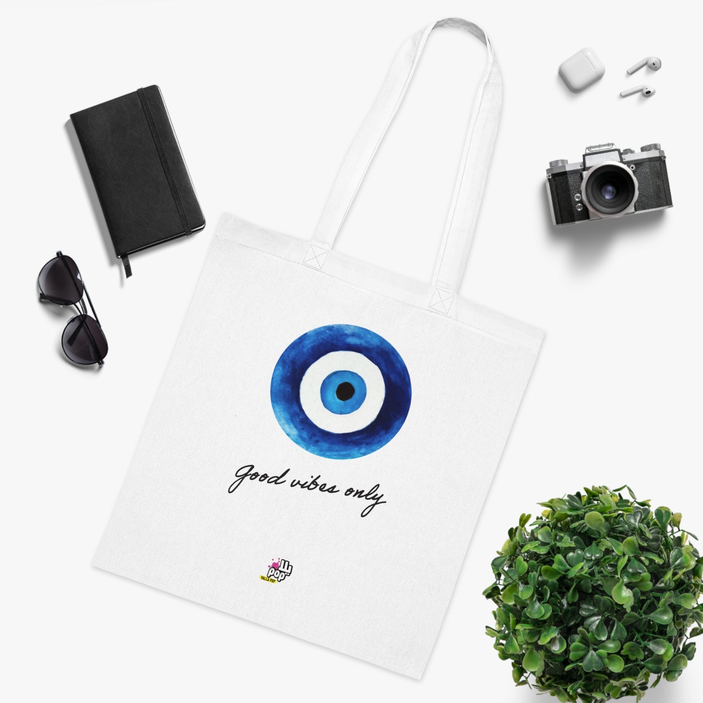 Good Vibes Only Cotton Tote Bag - Stylish Eco-Friendly Shopping Tote for Daily Use