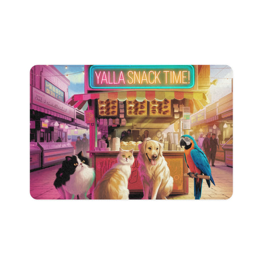 Yalla Snack Time Pet Food Mat - Fun & Stylish Dog & Cat Feeding Mat (12x18)