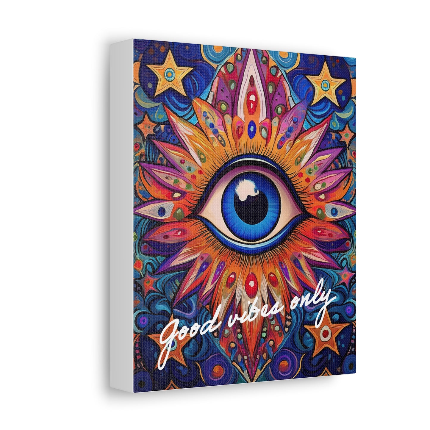 Inspirational Stretched Canvas Art - "Good Vibes Only"