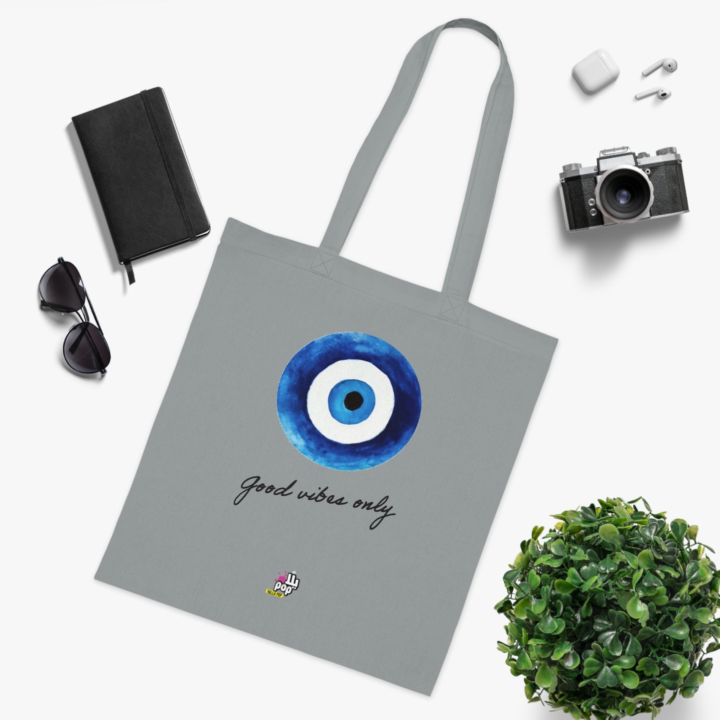 Good Vibes Only Cotton Tote Bag - Stylish Eco-Friendly Shopping Tote for Daily Use