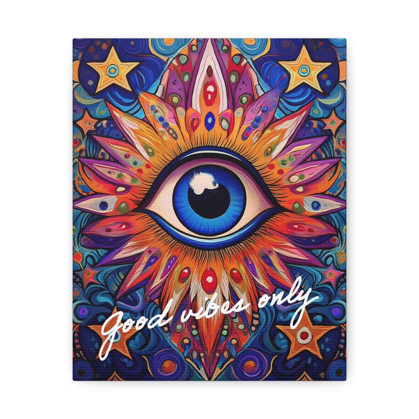 Inspirational Stretched Canvas Art - "Good Vibes Only"